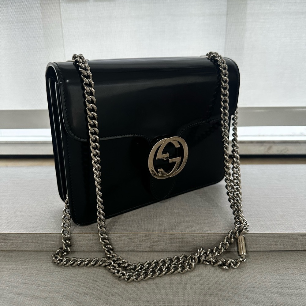 Gucci Interlocking Shoulder Bag Patent Medium